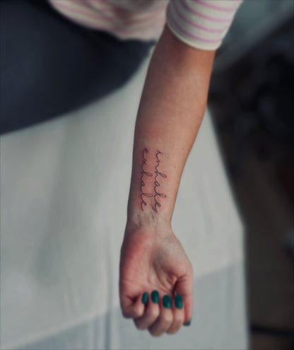 fine line tattoo inhale exhale